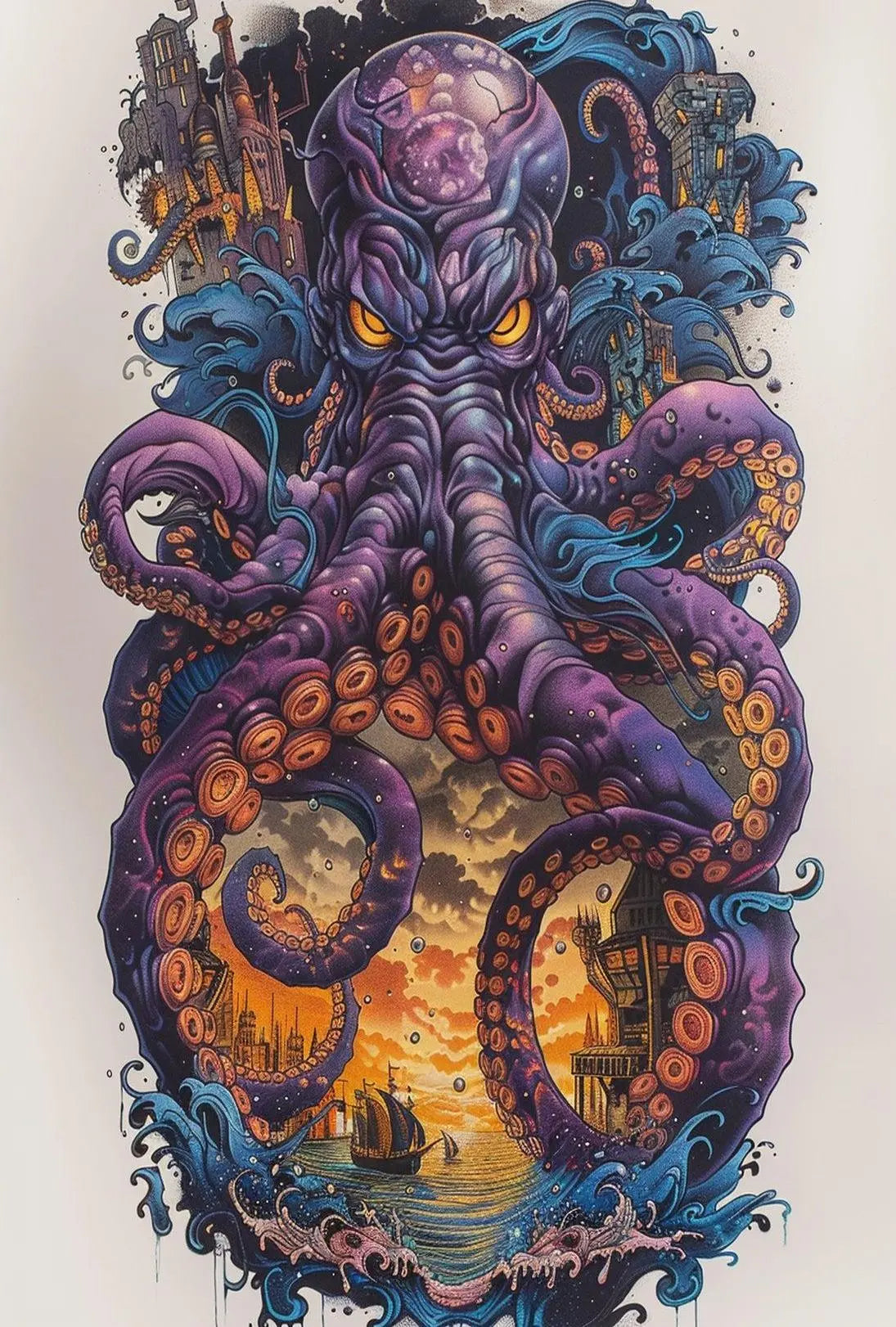 Mystical Kraken Fantasy Adventure Artistic Poster PosterGoat