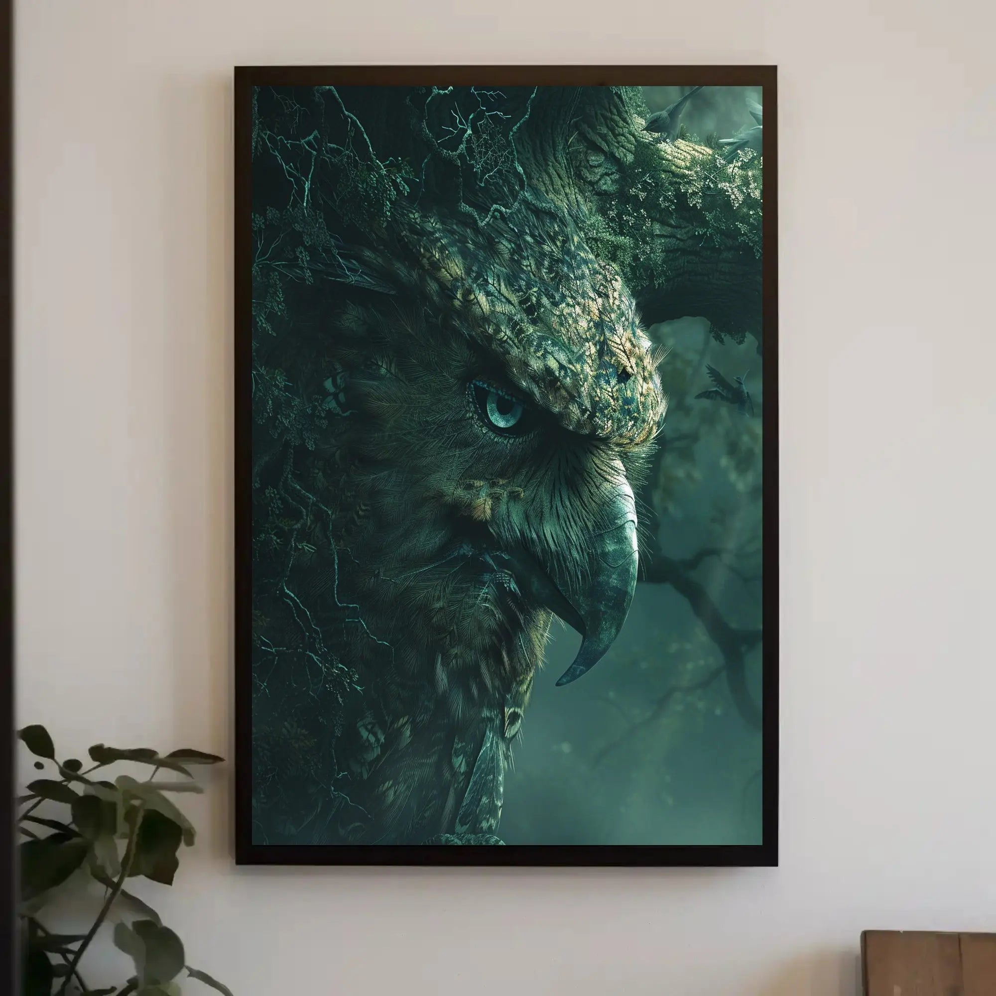 Mystical Owl Forest Scene: Artistic Animal Poster PosterGoat