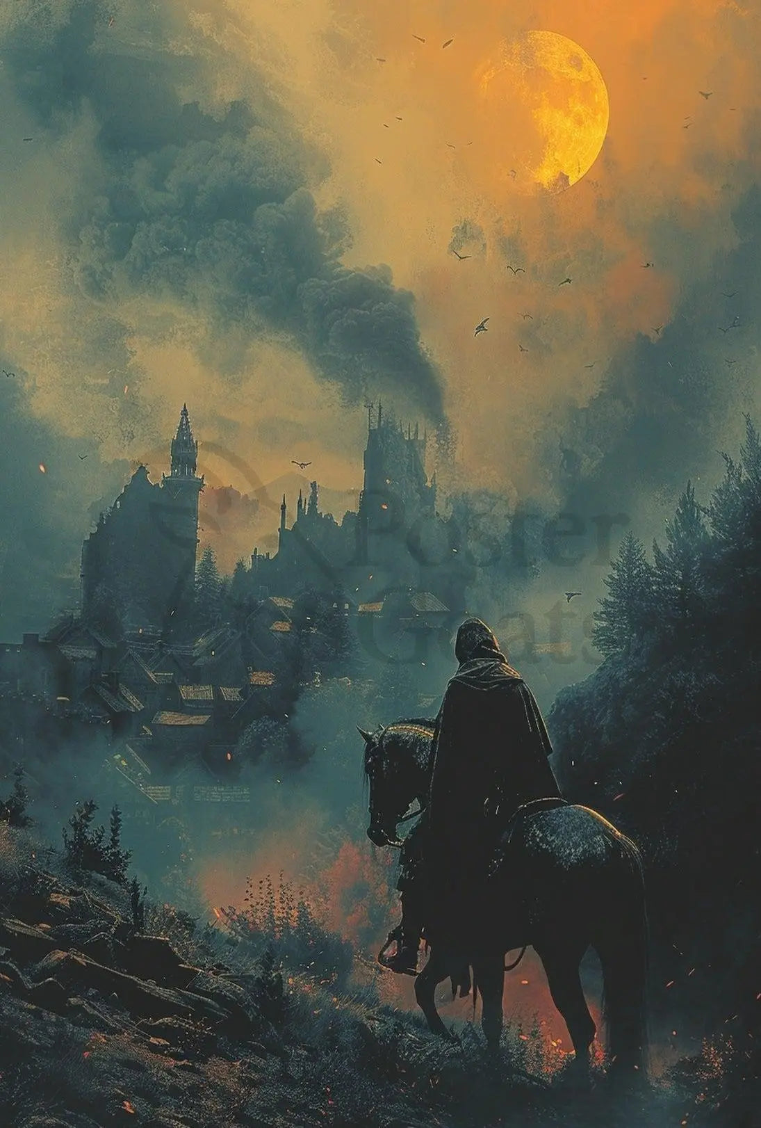 Mystical Quest in Dark Fantasy Medieval Artistic Poster PosterGoat