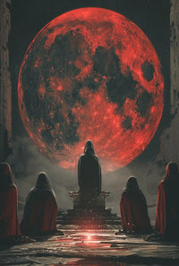 Mystical Red Moon Ritual Futuristic Sci-Fi Poster PosterGoat