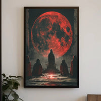 Mystical Red Moon Ritual Futuristic Sci-Fi Poster PosterGoat