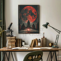 Mystical Red Moon Ritual Futuristic Sci-Fi Poster PosterGoat