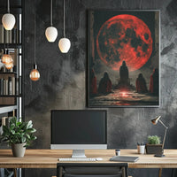 Mystical Red Moon Ritual Futuristic Sci-Fi Poster PosterGoat