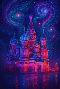Mystical Russian Cathedral Surreal Dreamscape Artistic Poster PosterGoat