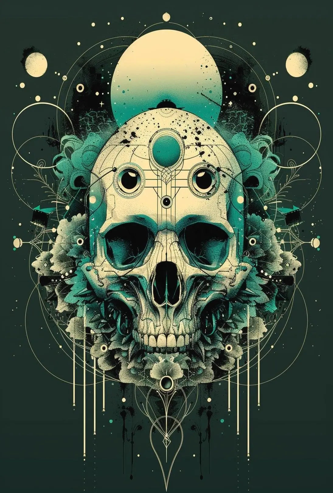 Mystical Skull Visionary Art Abstract Poster PosterGoat