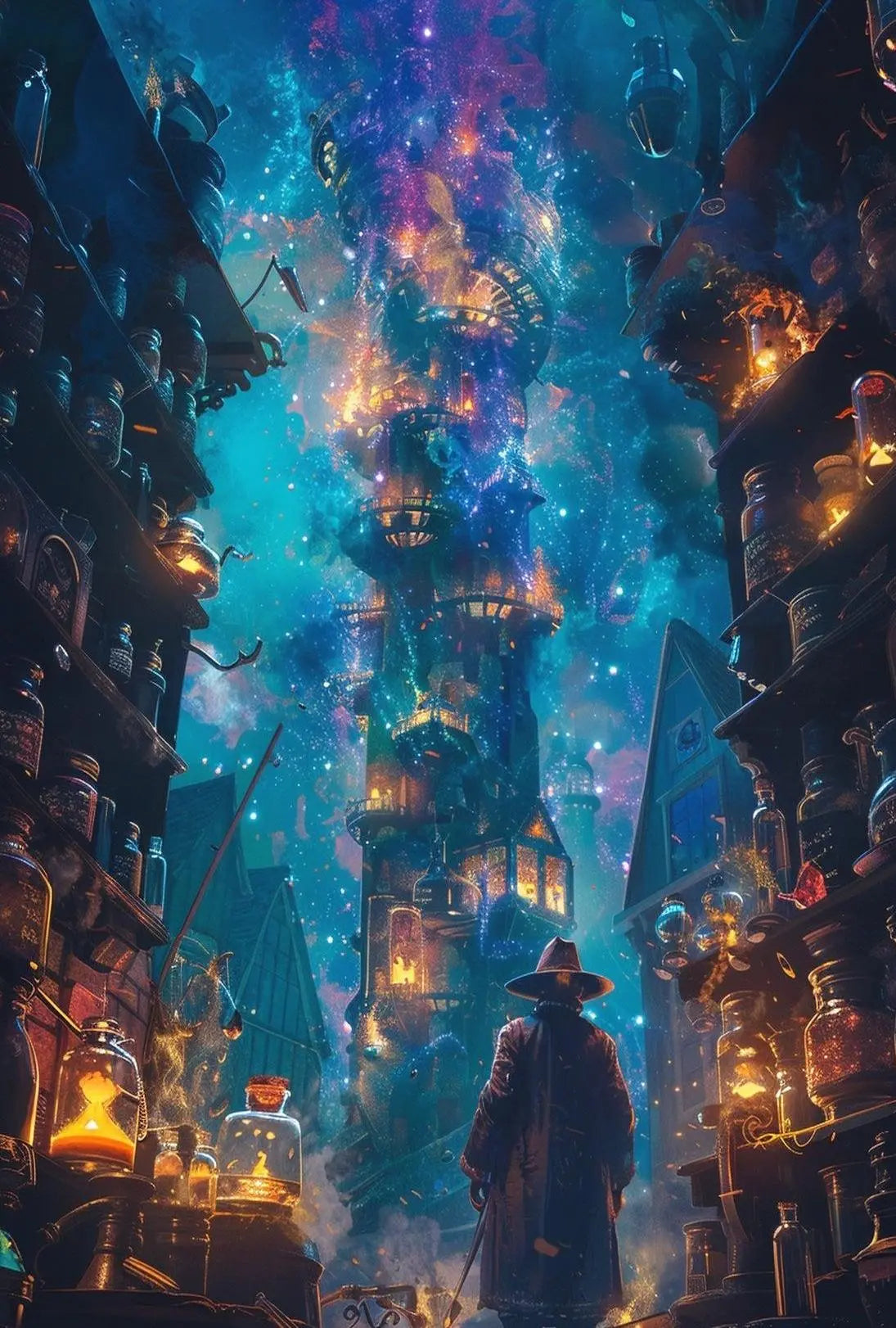 Mystical Wizardry Adventure in Magical Realm Futuristic Sci-Fi Poster PosterGoat