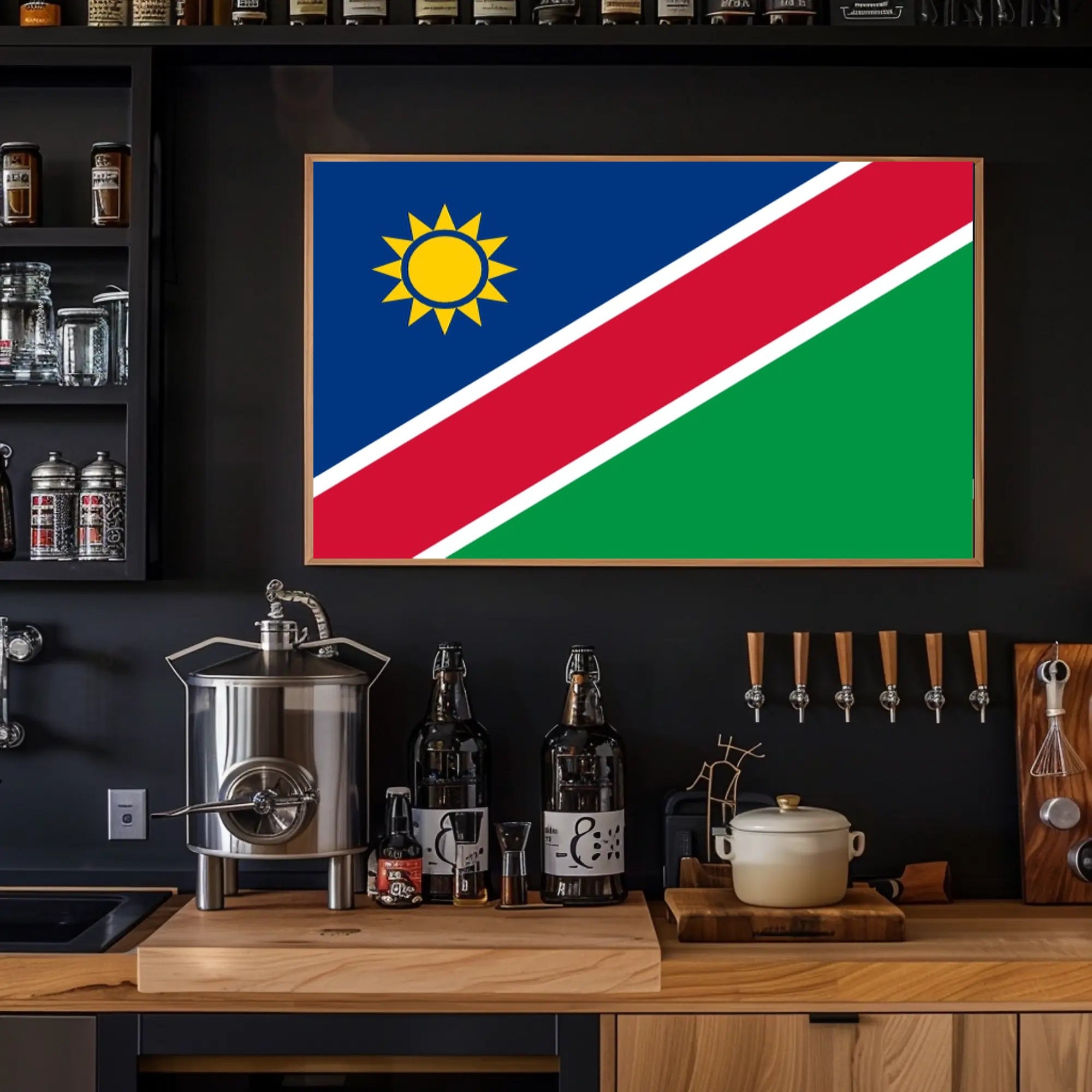 Namibia Flag with Modern Geometric Design Country Flag Poster PosterGoat