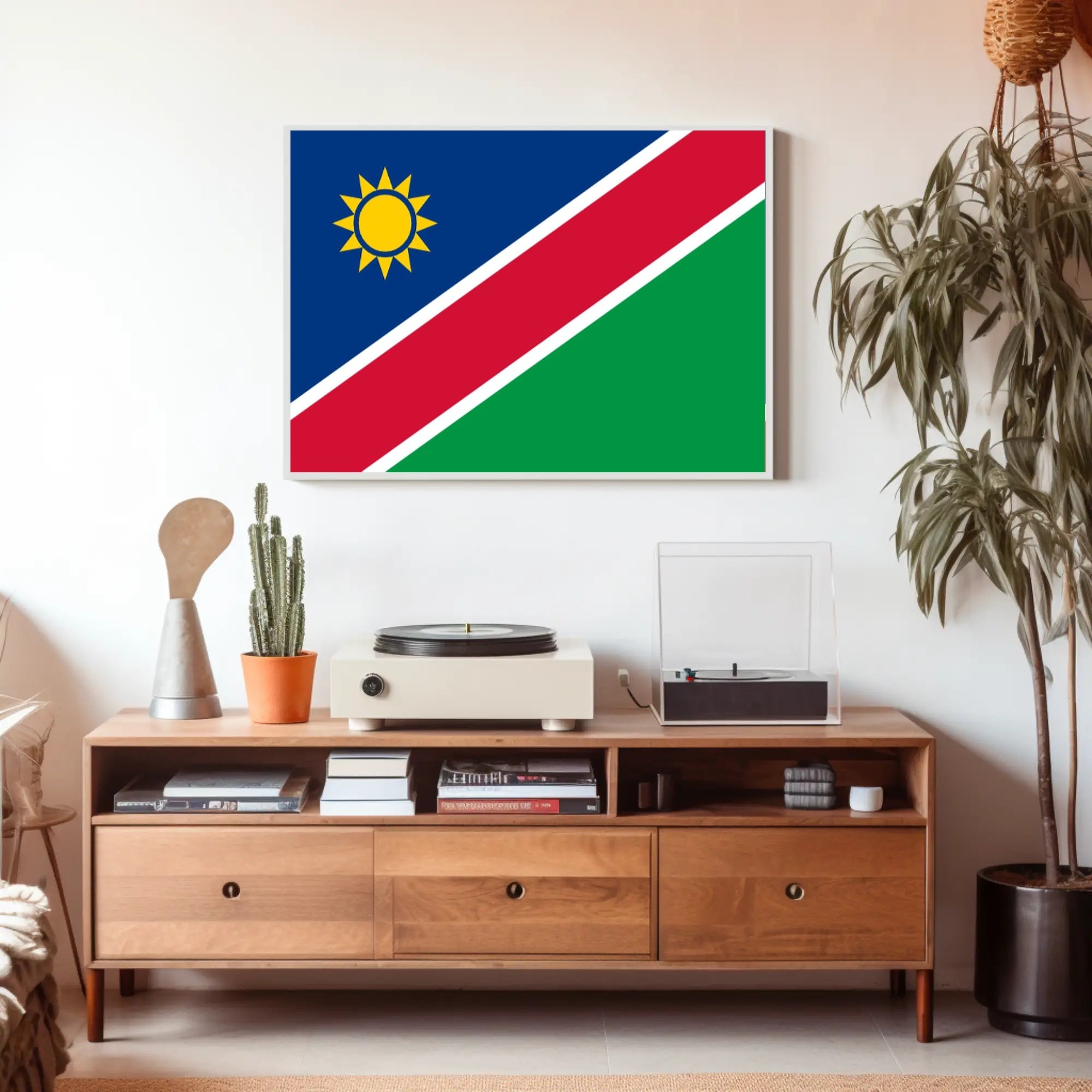 Namibia Flag with Modern Geometric Design Country Flag Poster PosterGoat