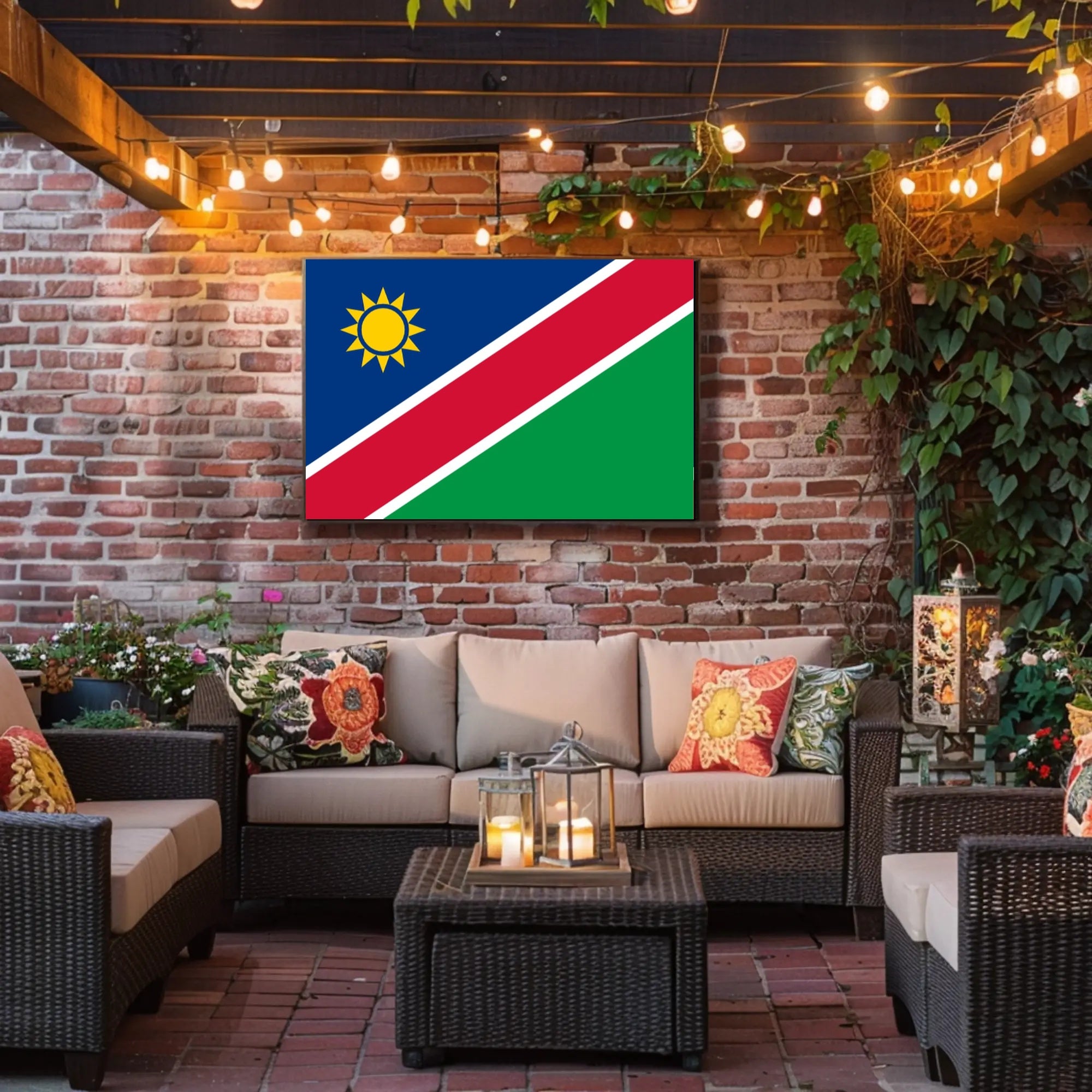 Namibia Flag with Modern Geometric Design Country Flag Poster PosterGoat