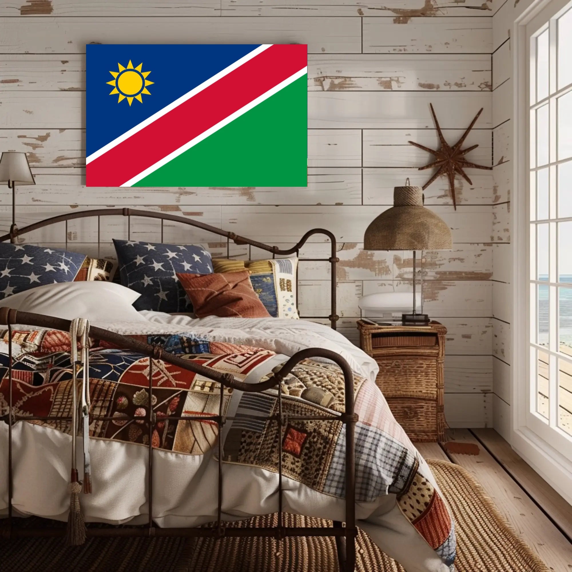 Namibia Flag with Modern Geometric Design Country Flag Poster PosterGoat