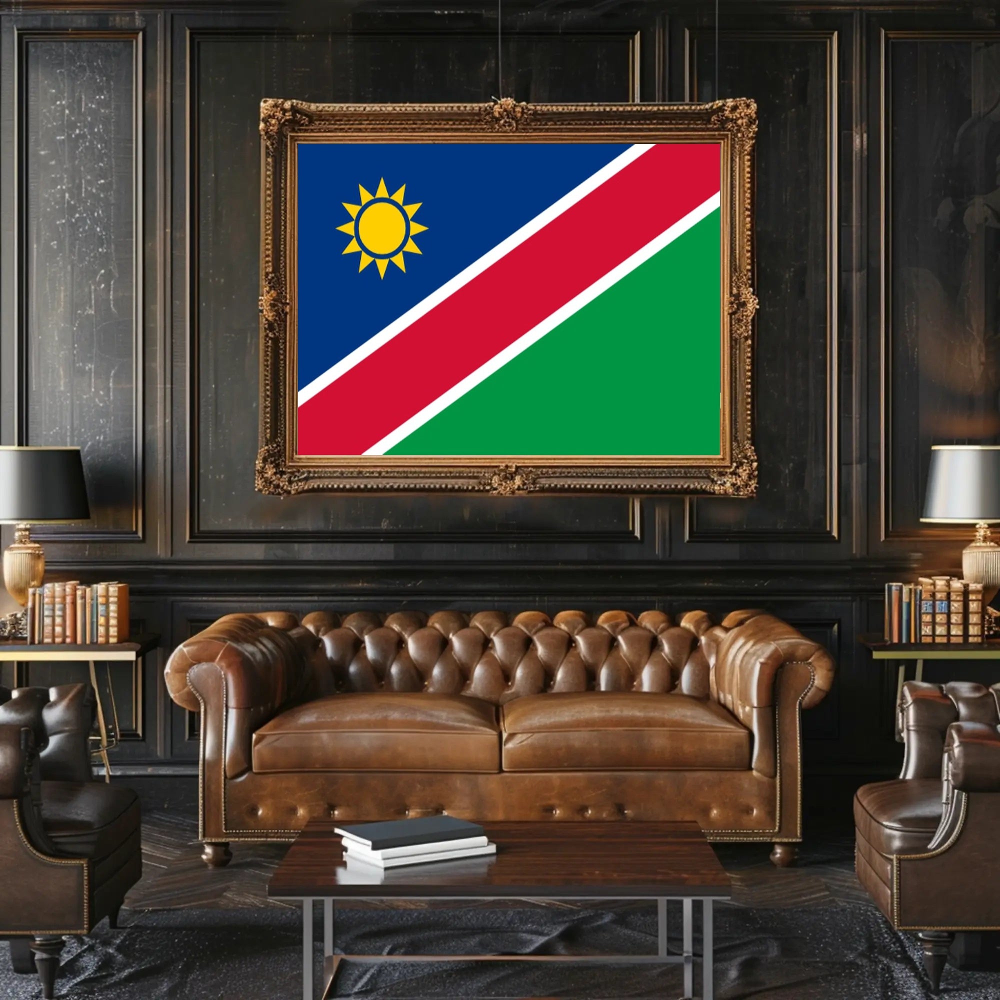 Namibia Flag with Modern Geometric Design Country Flag Poster PosterGoat