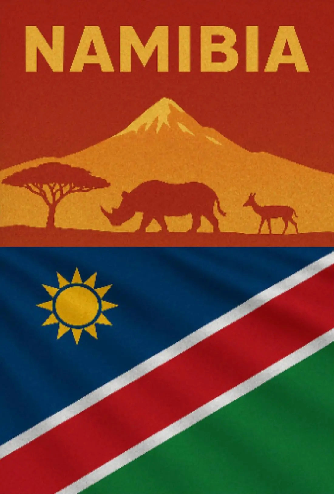 Namibia Wildlife Silhouette Travel Art Poster PosterGoat