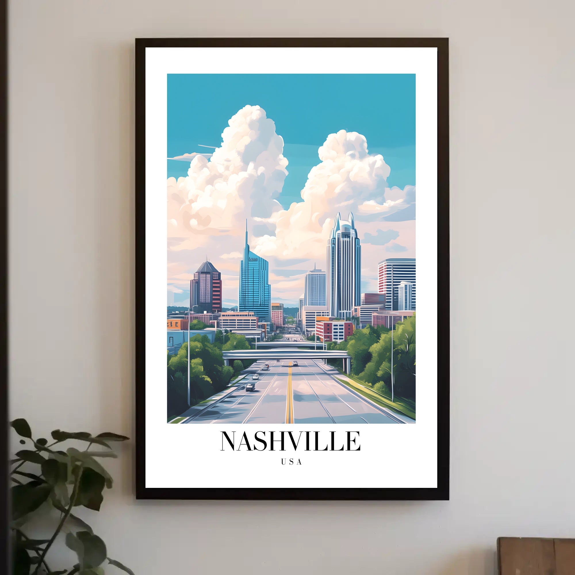 Nashville Urban Cityscape Vibrant Skyline Poster PosterGoat