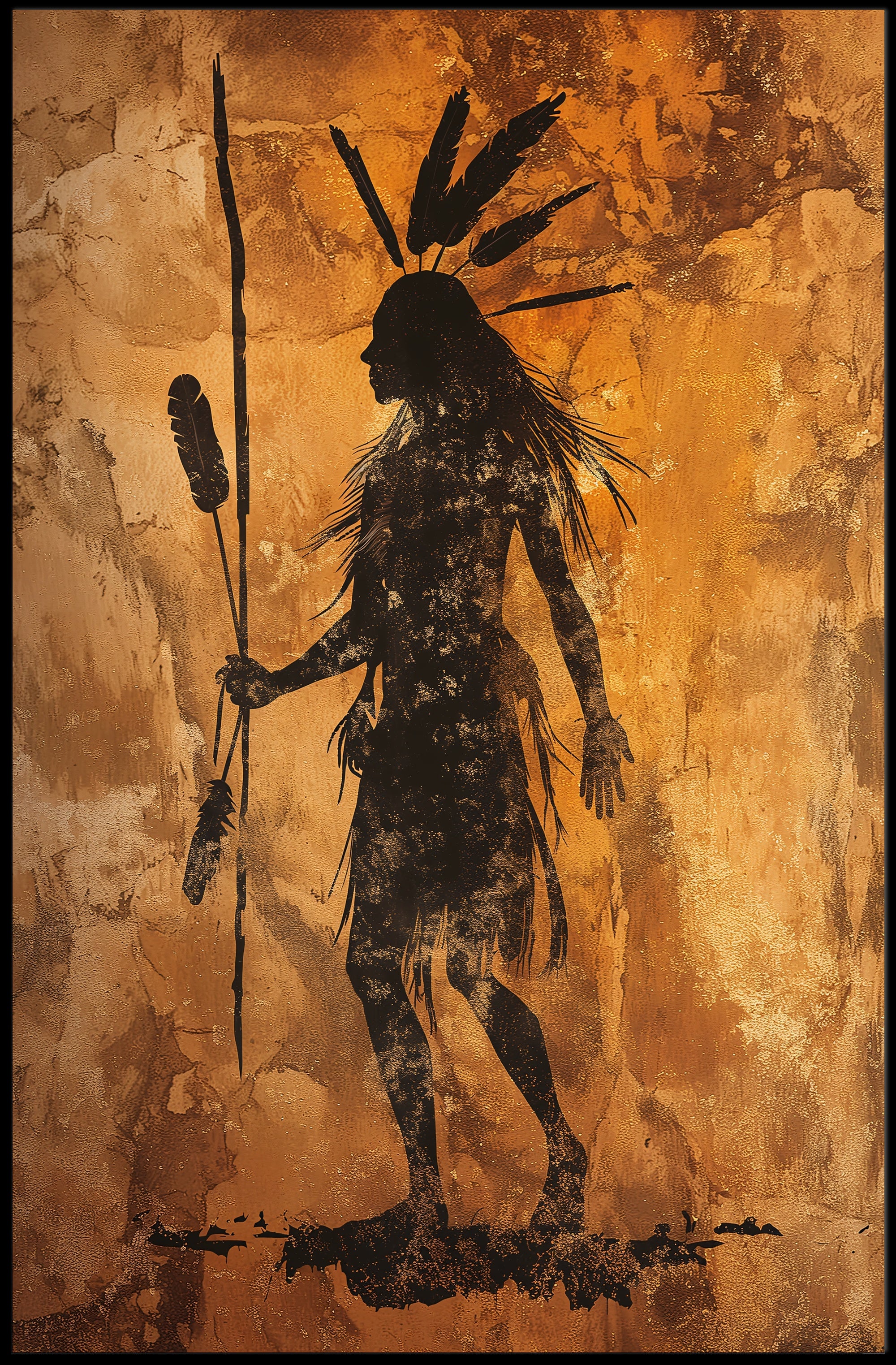 Native Culture Silhouette Art Poster - Cultural or Heritage Poster PosterGoat