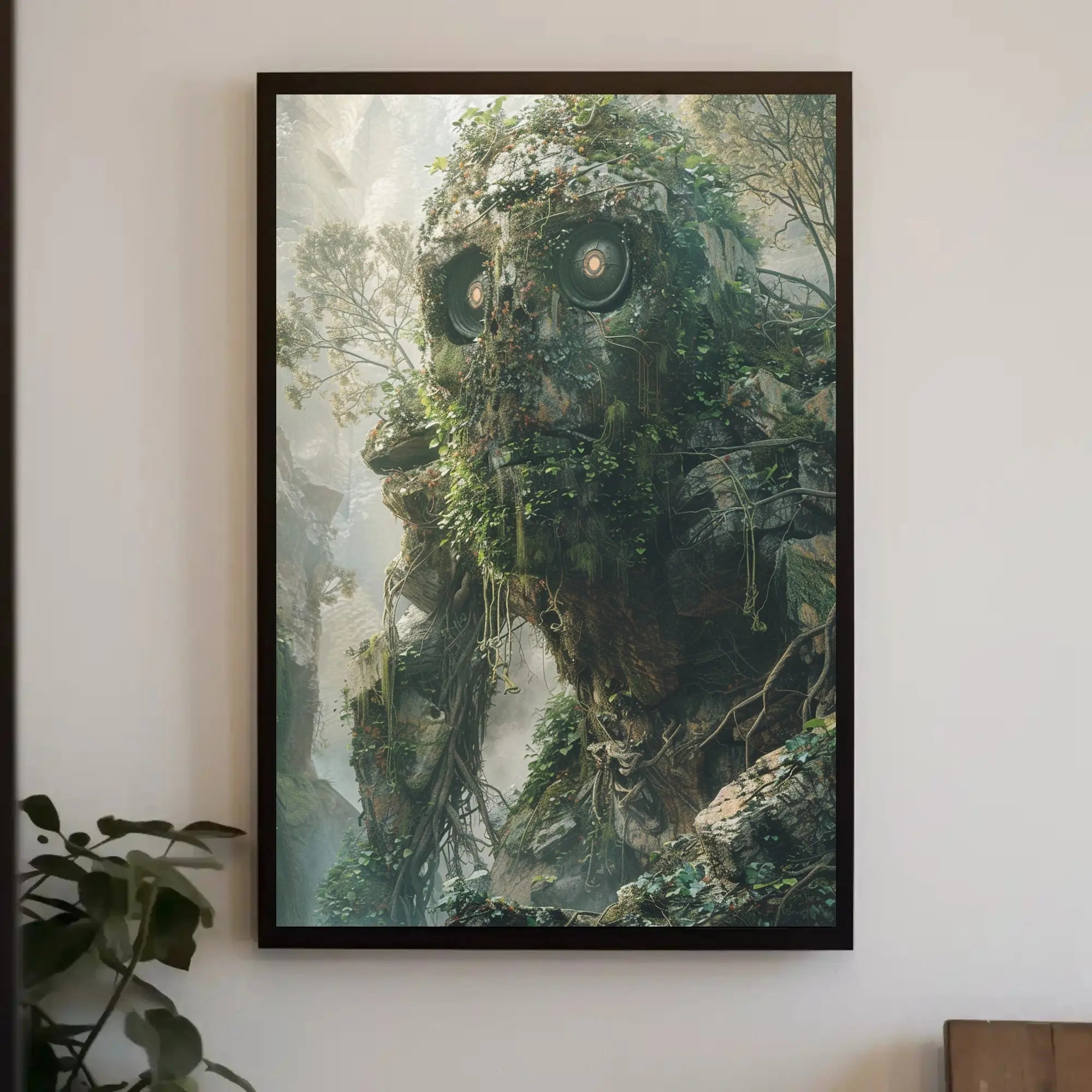 Nature Golem in Mystical Forest Futuristic Sci-Fi Poster PosterGoat