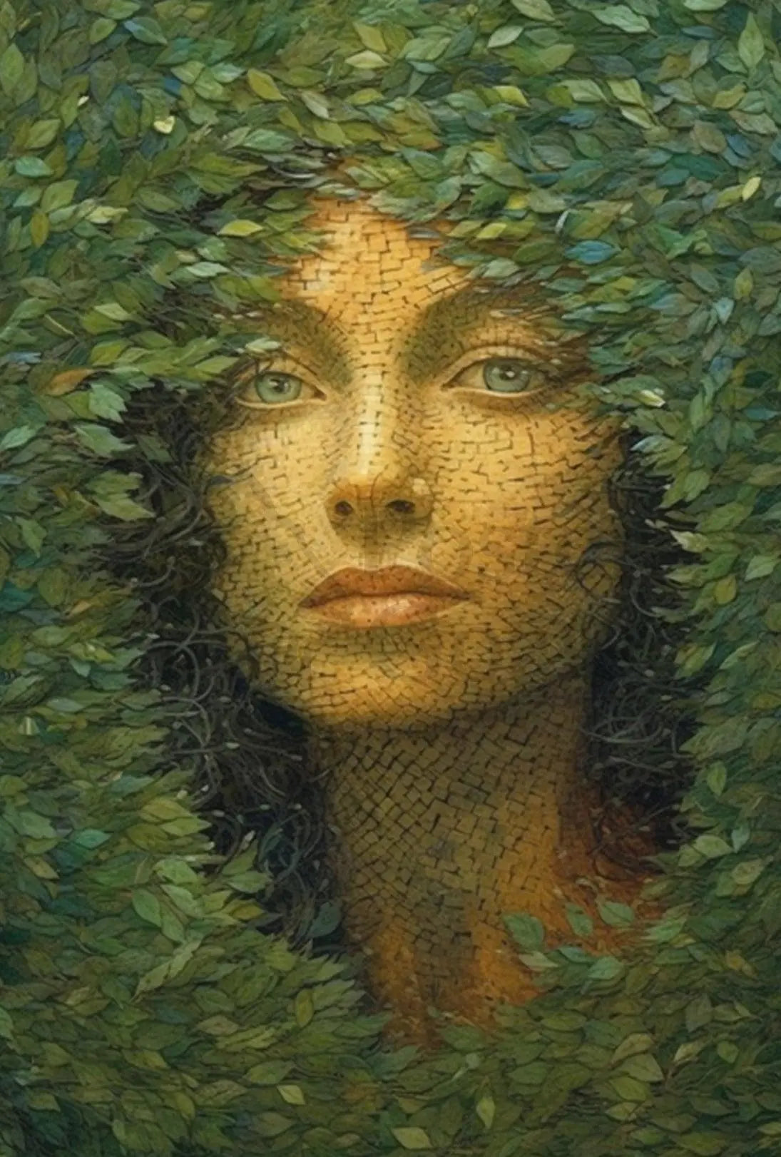 Nature's Enigma: Mosaic Portrait Artistic Poster PosterGoat