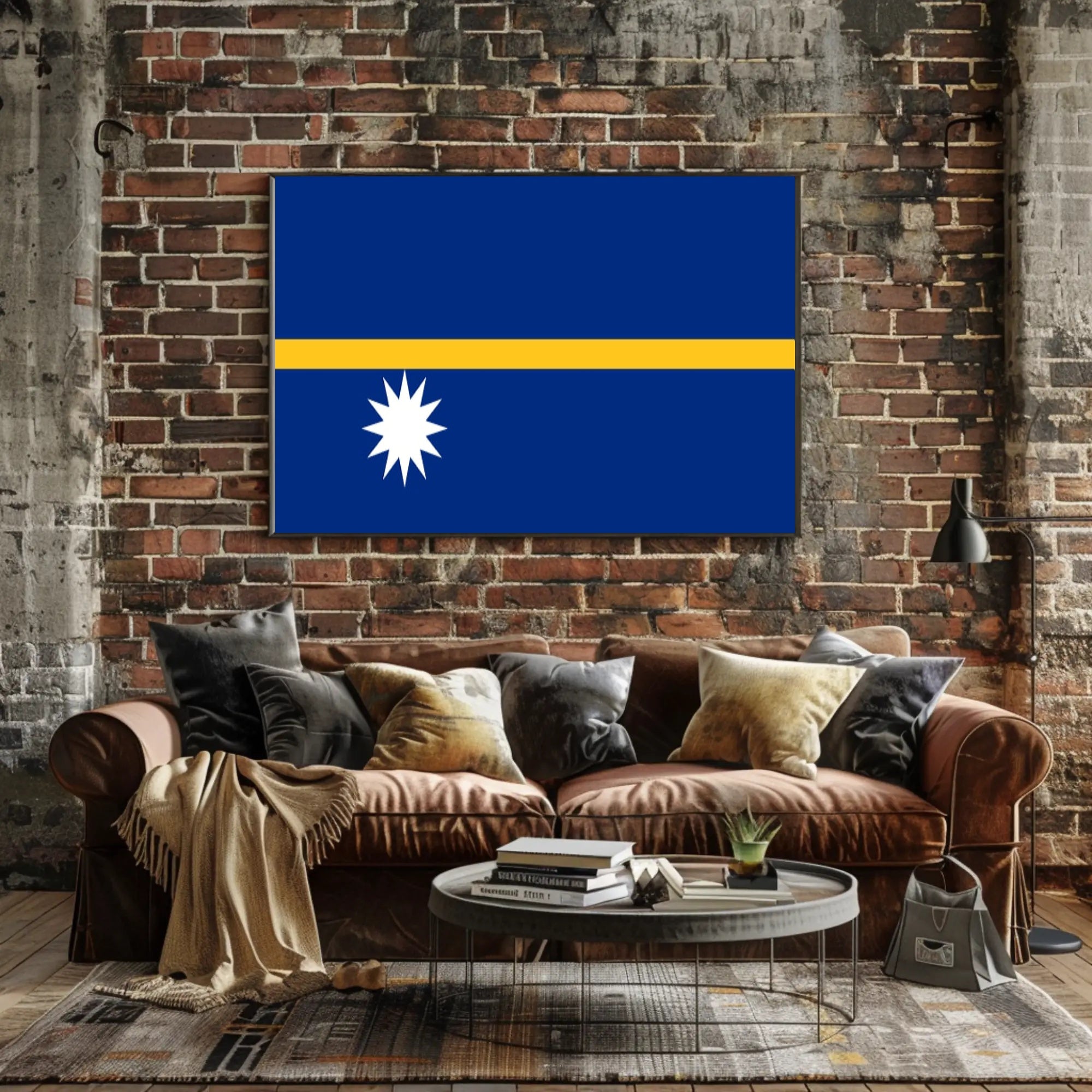 Nauru Flag Minimalist Design Country Flag Poster PosterGoat