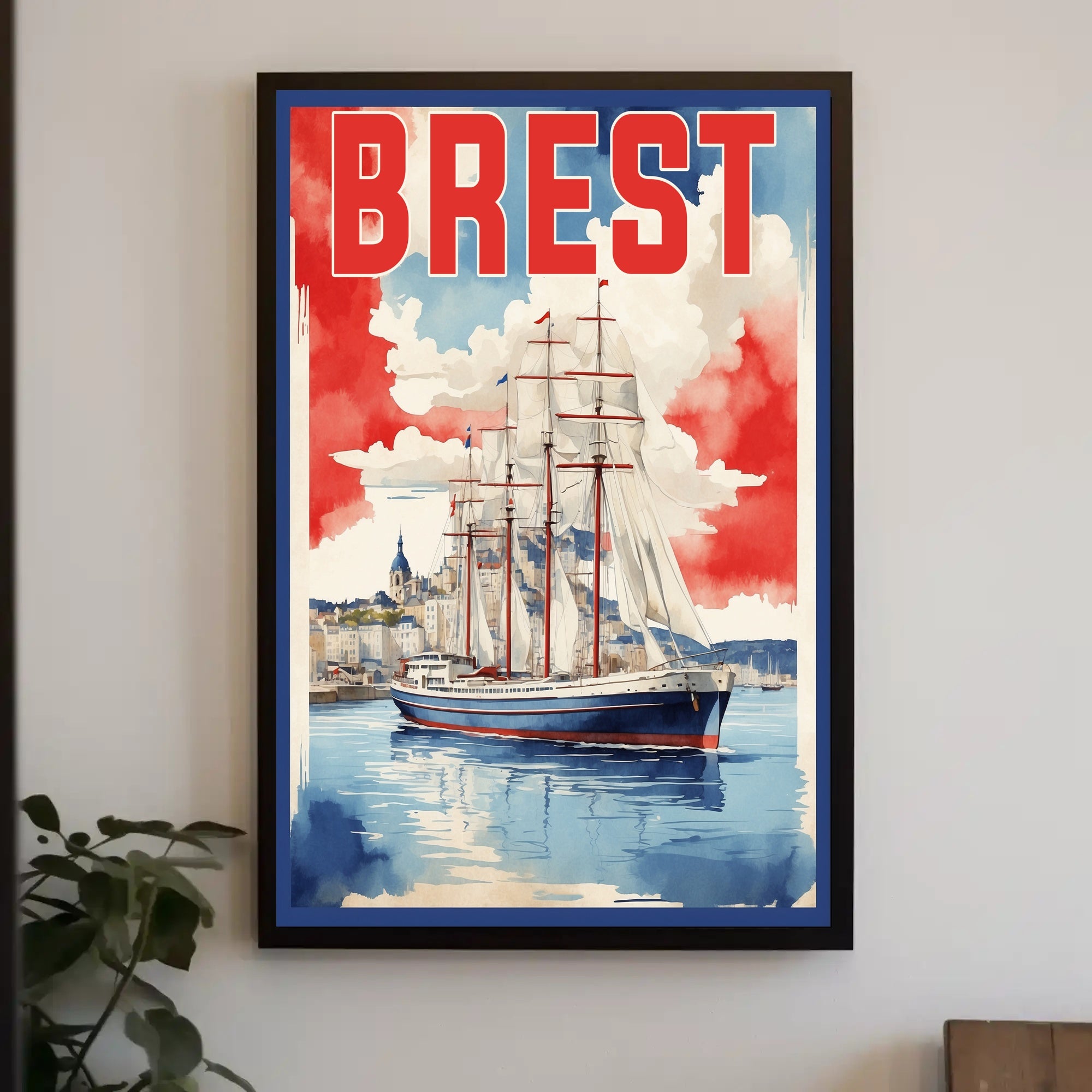 Nautical Watercolor Sailing Ship Cultural Heritage Poster PosterGoat