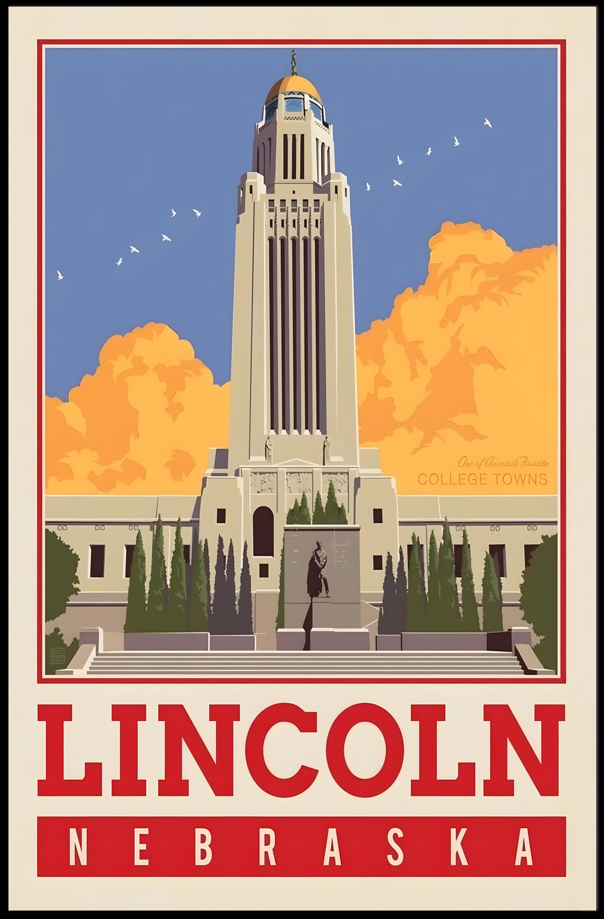 Nebraska State Capitol Vintage Poster PosterGoat