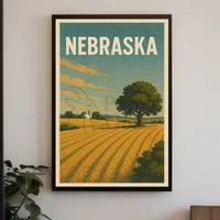 Nebraska Sunrise Landscape Vintage Travel Poster PosterGoat