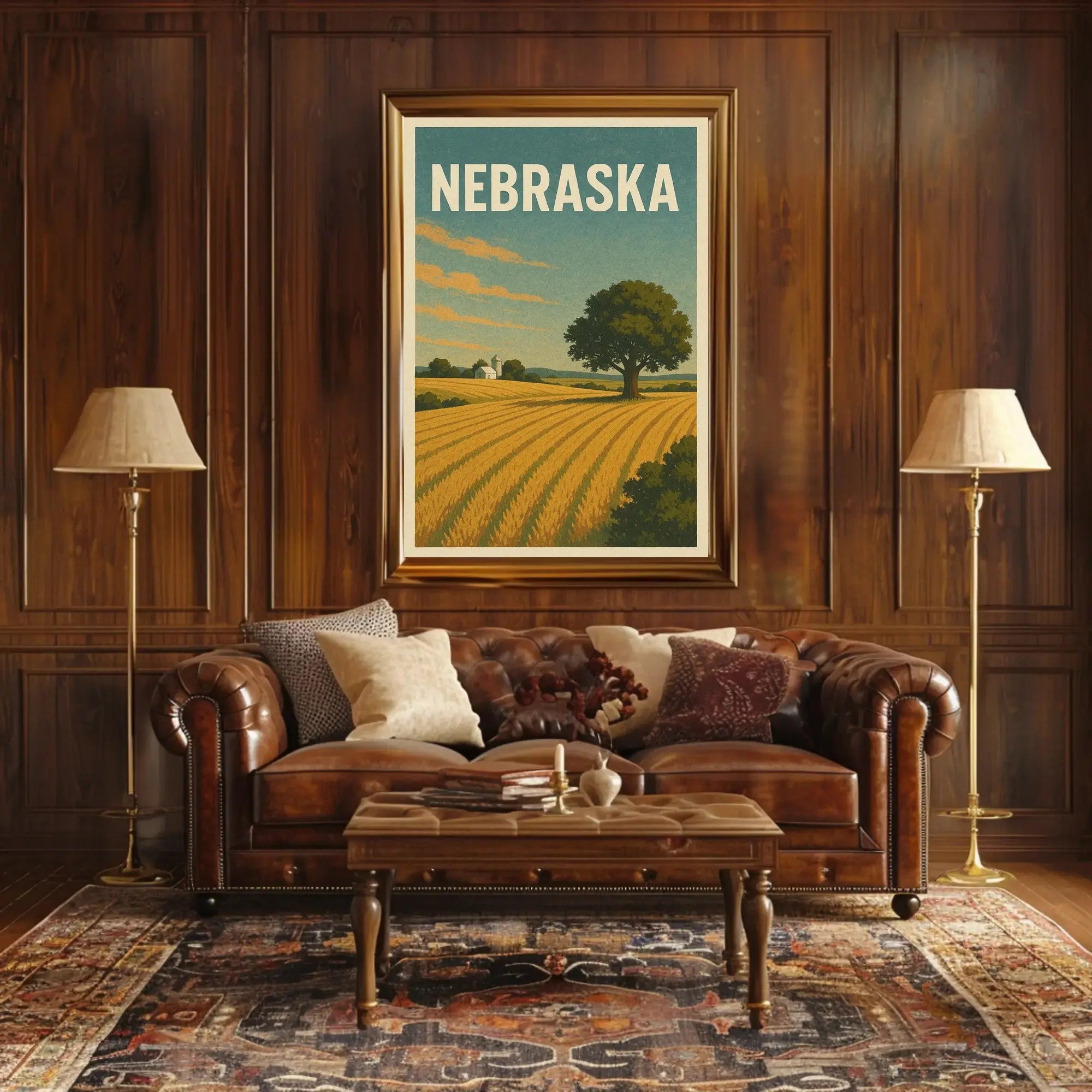 Nebraska Sunrise Landscape Vintage Travel Poster PosterGoat