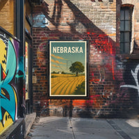 Nebraska Sunrise Landscape Vintage Travel Poster PosterGoat