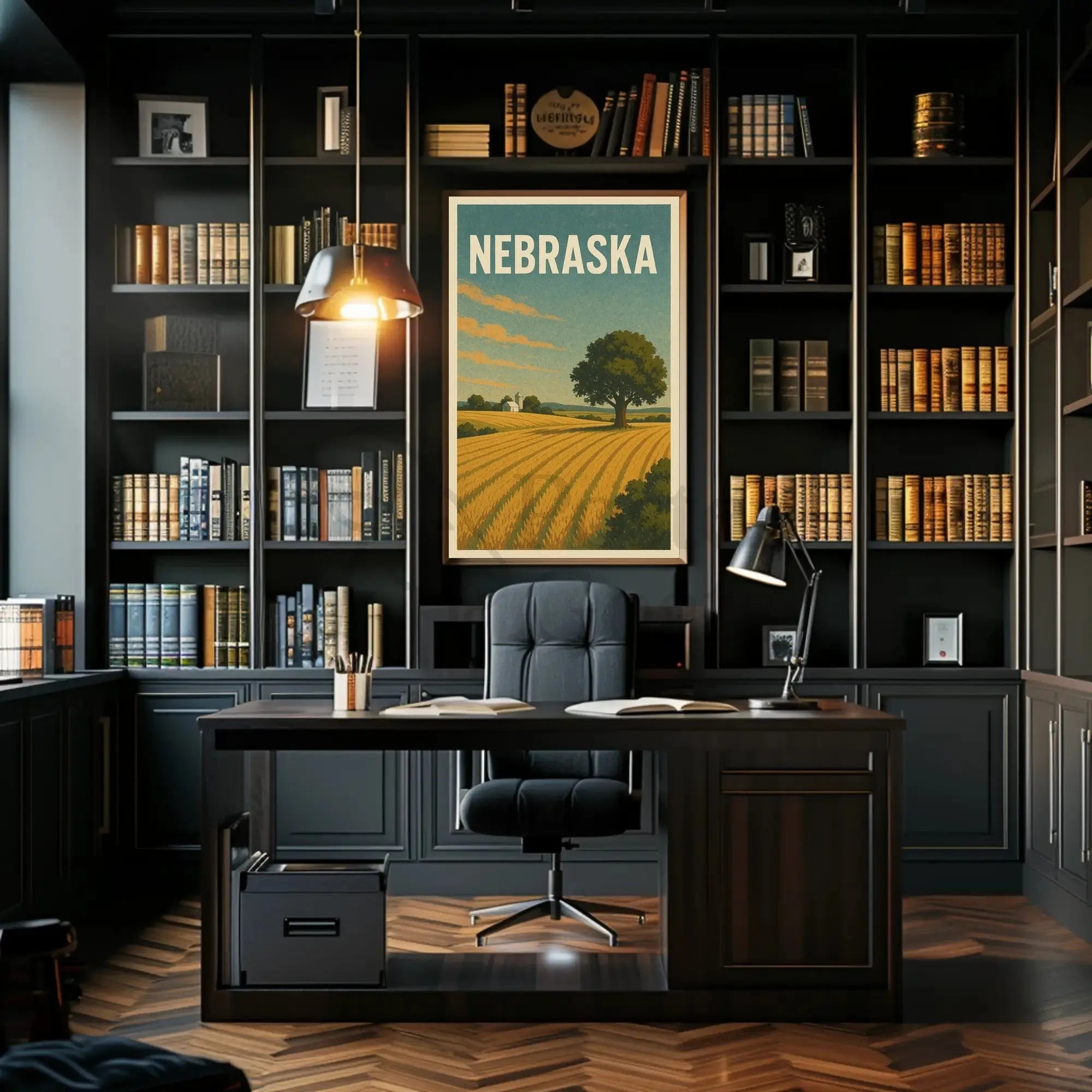 Nebraska Sunrise Landscape Vintage Travel Poster PosterGoat
