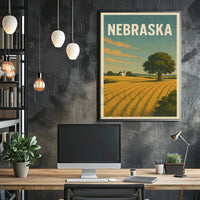 Nebraska Sunrise Landscape Vintage Travel Poster PosterGoat