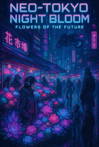 Neo-Tokyo Night Market Futuristic Sci-Fi Poster PosterGoat