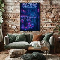 Neo-Tokyo Night Market Futuristic Sci-Fi Poster PosterGoat