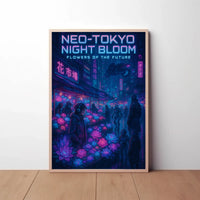 Neo-Tokyo Night Market Futuristic Sci-Fi Poster PosterGoat