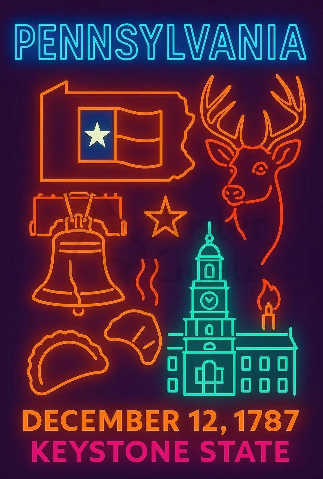 Neon Pennsylvania Heritage Celebration Poster PosterGoat