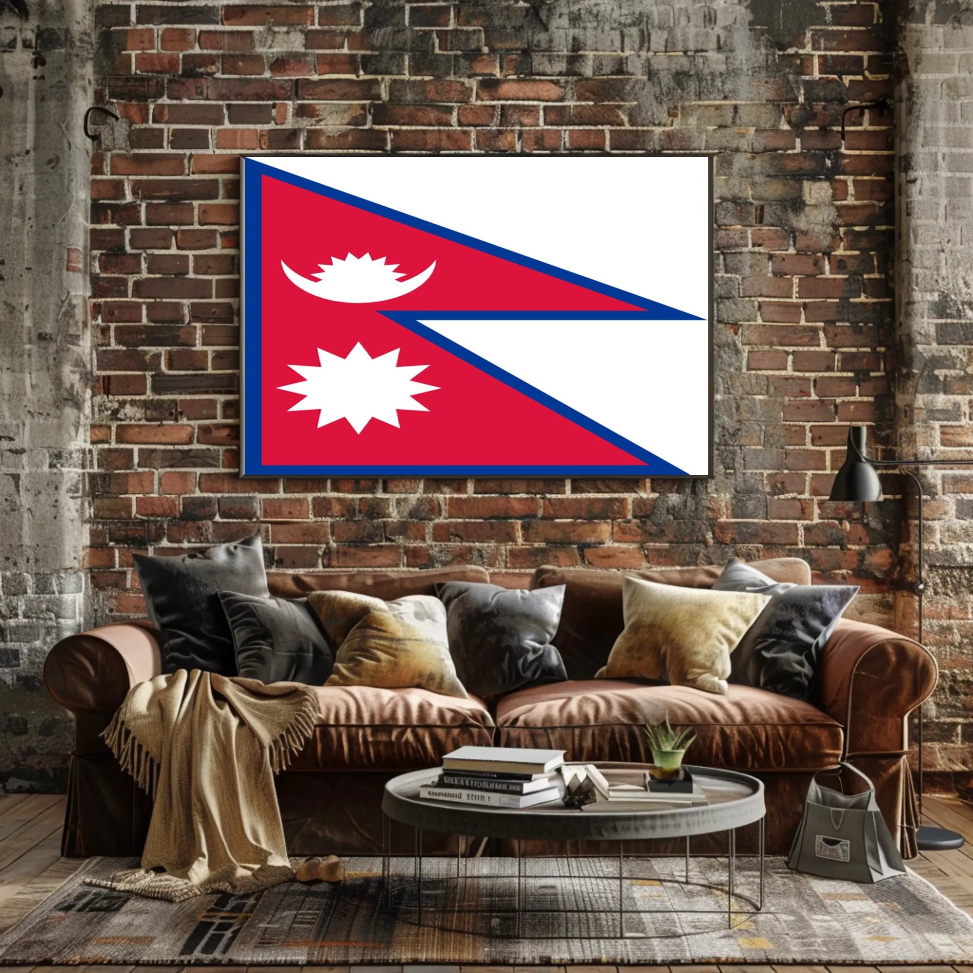 Nepalese Flag Distinctive Design Country Flag Poster PosterGoat