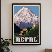 Nepalese Mountain Vintage Travel Art - Travel Poster PosterGoat