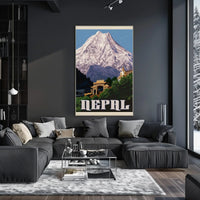 Nepalese Mountain Vintage Travel Art - Travel Poster PosterGoat