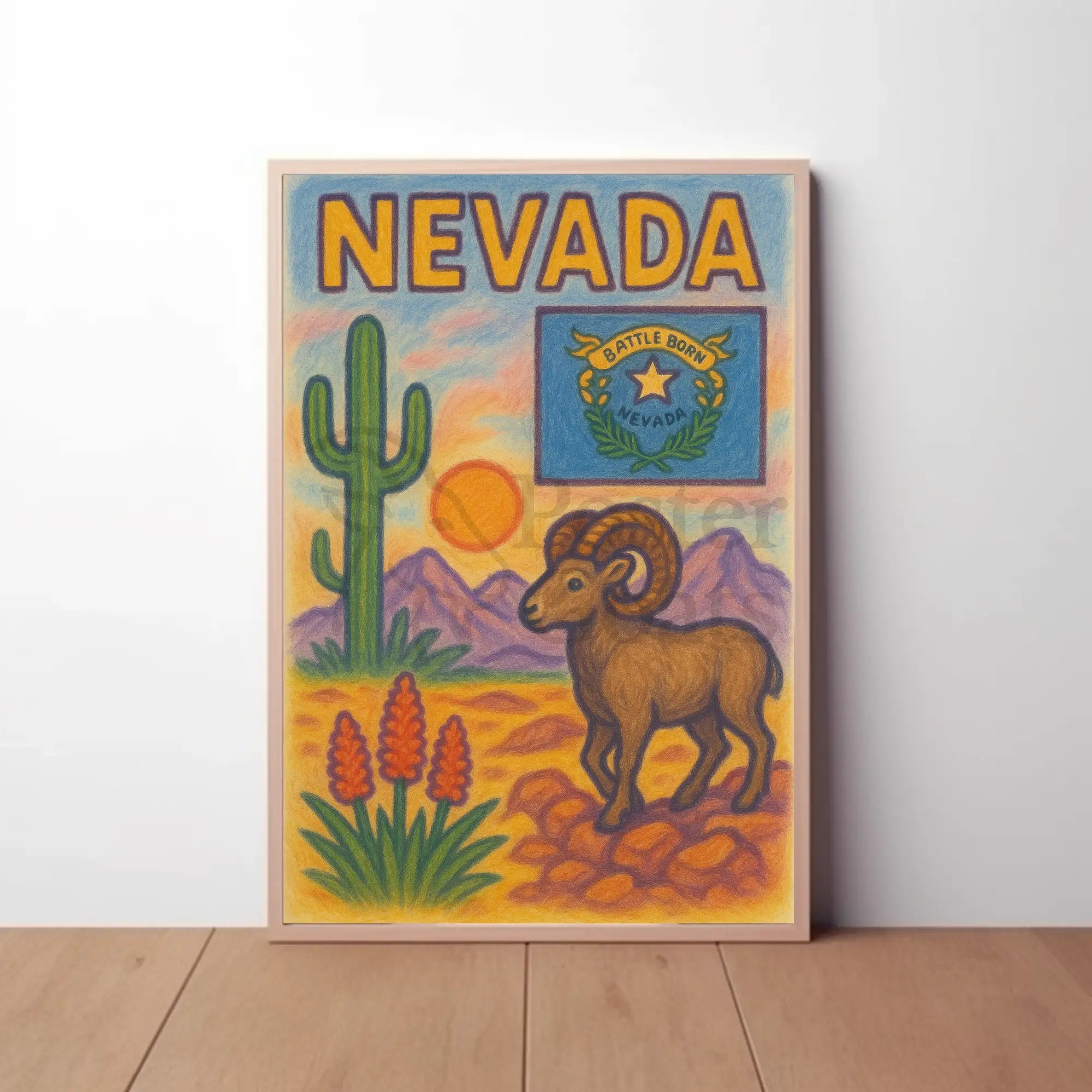 Nevada Desert Vibes Southwest Travel Poster PosterGoat
