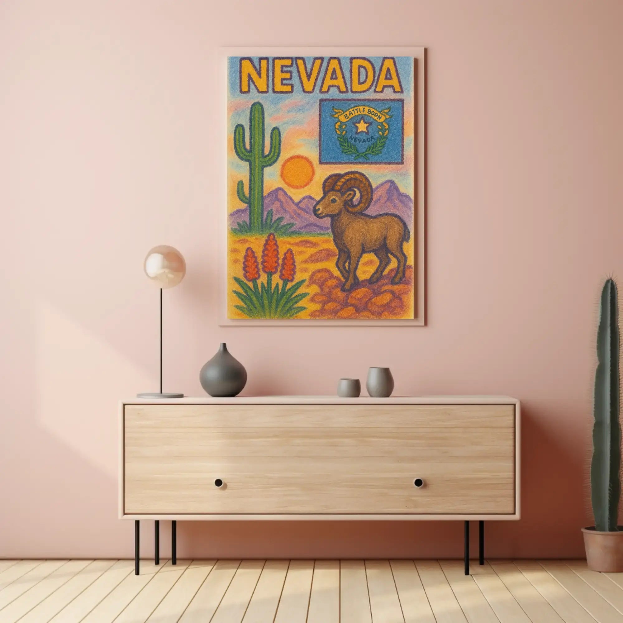 Nevada Desert Vibes Southwest Travel Poster PosterGoat
