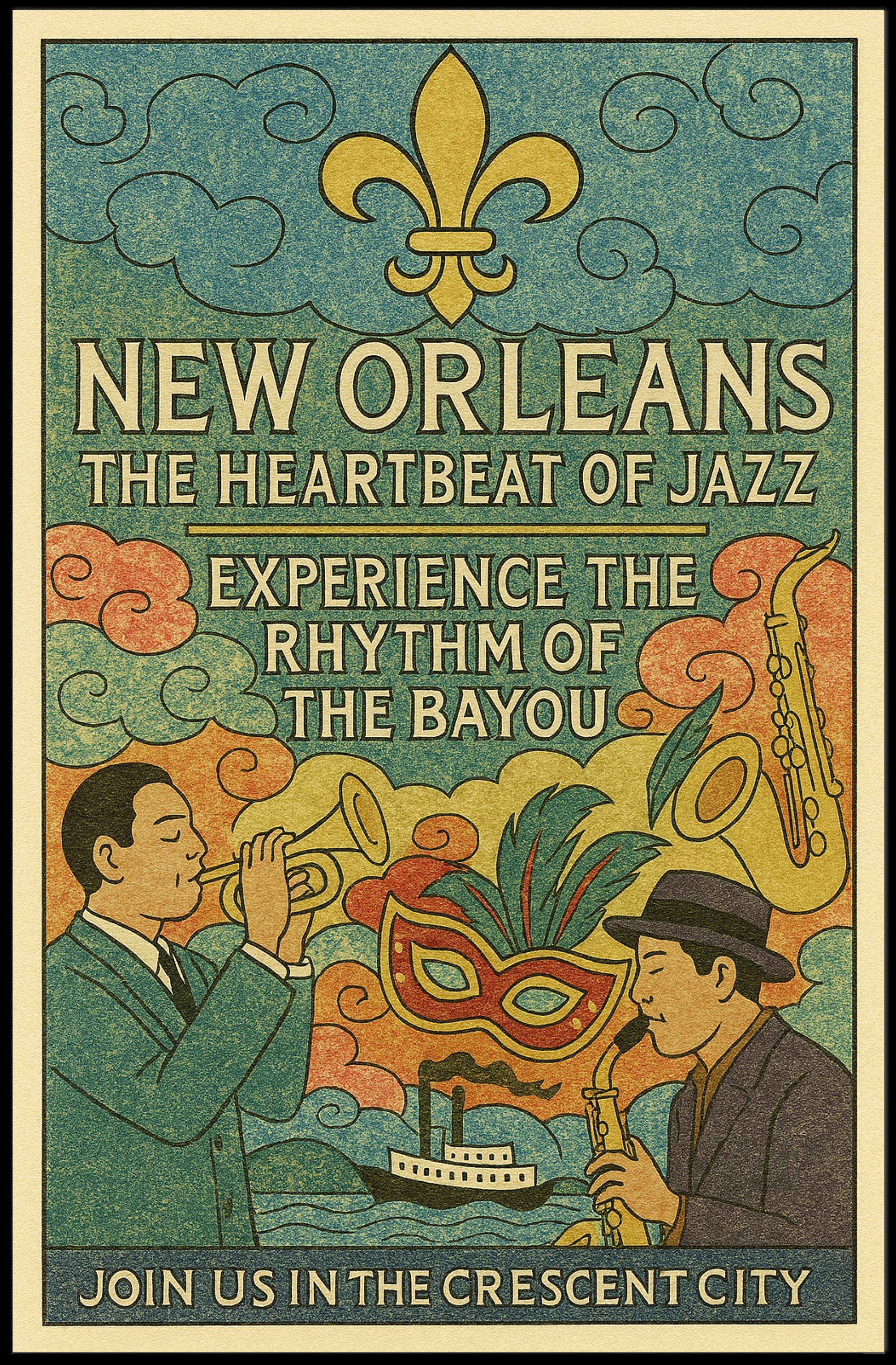 New Orleans The Heartbeat Of Jazz Poster PosterGoat