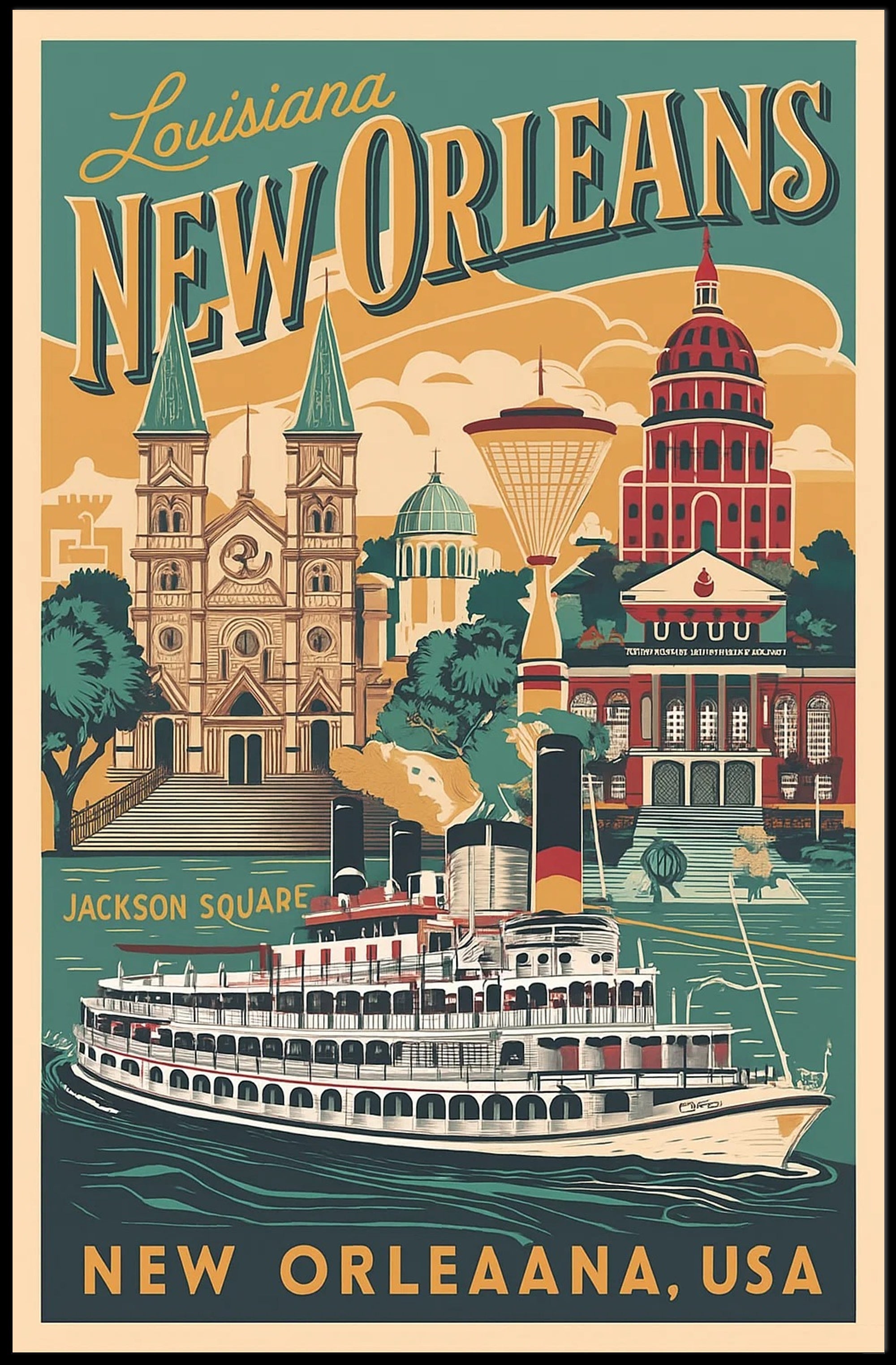 New Orleans Vintage Travel Poster PosterGoat