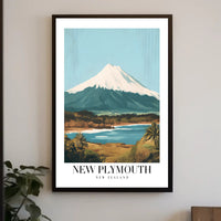 New Plymouth Vintage Travel Landscape Poster PosterGoat