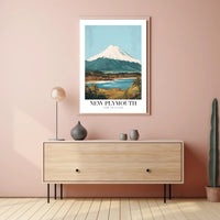 New Plymouth Vintage Travel Landscape Poster PosterGoat