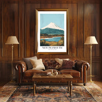 New Plymouth Vintage Travel Landscape Poster PosterGoat