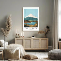 New Plymouth Vintage Travel Landscape Poster PosterGoat
