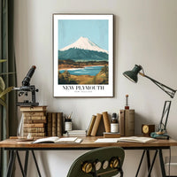 New Plymouth Vintage Travel Landscape Poster PosterGoat