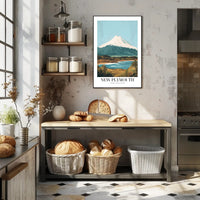 New Plymouth Vintage Travel Landscape Poster PosterGoat