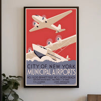 New York City Airports Art Deco Travel Poster PosterGoat