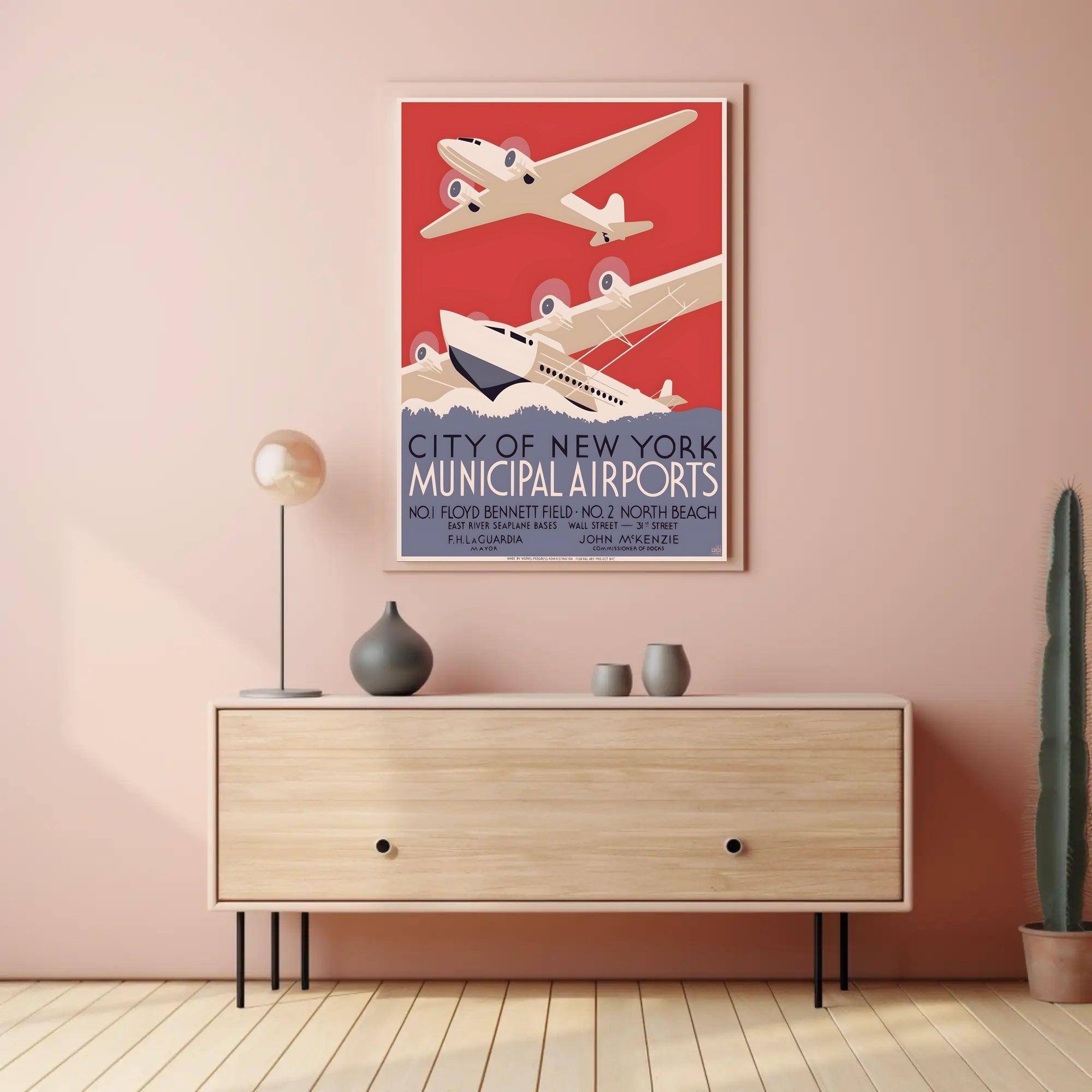 New York City Airports Art Deco Travel Poster PosterGoat