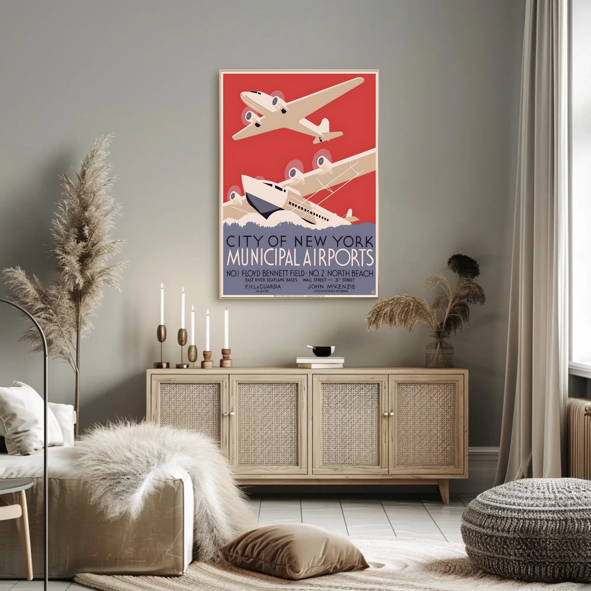 New York City Airports Art Deco Travel Poster PosterGoat