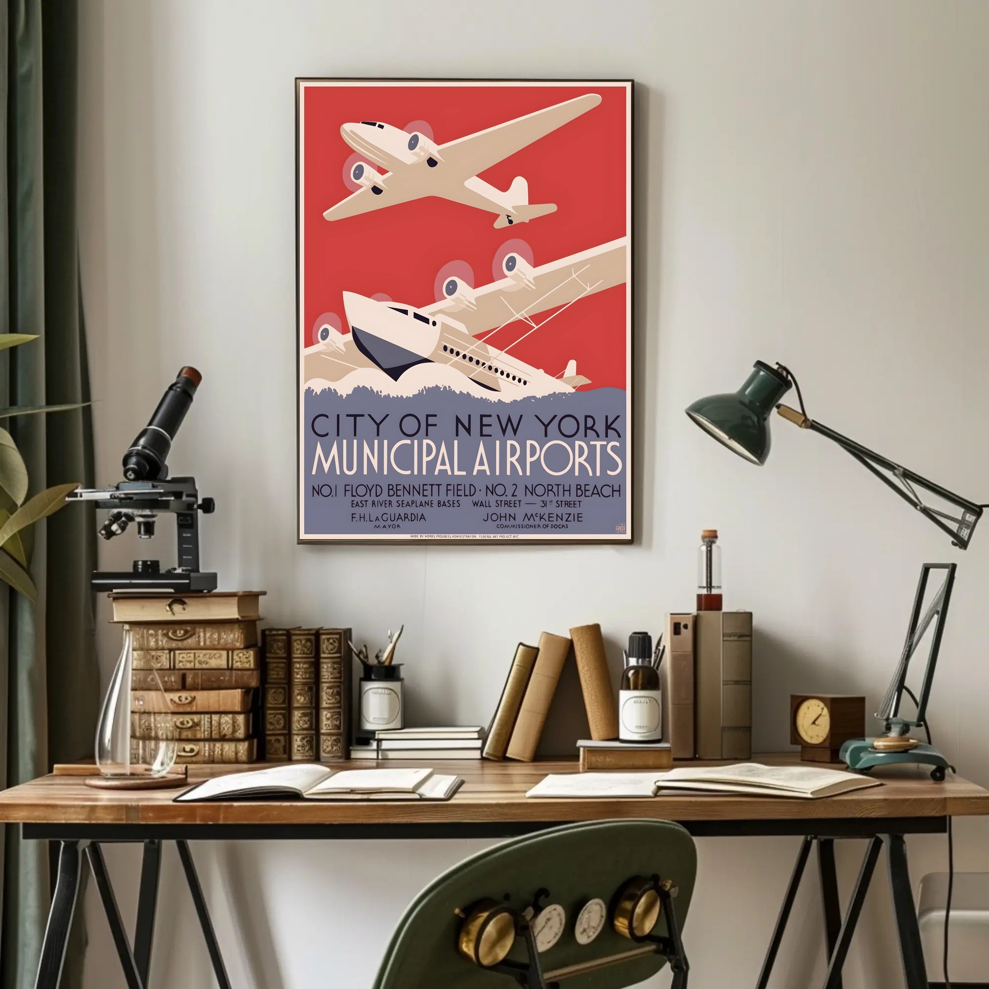 New York City Airports Art Deco Travel Poster PosterGoat