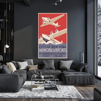 New York City Airports Art Deco Travel Poster PosterGoat